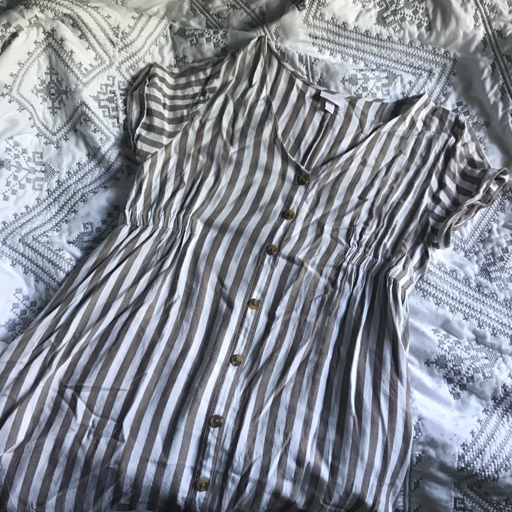 Isabel Maternity Taupe Striped Dress